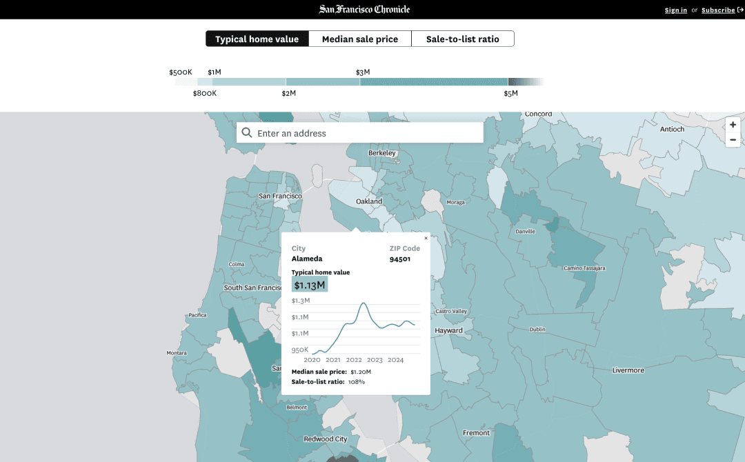 Home values interactive map